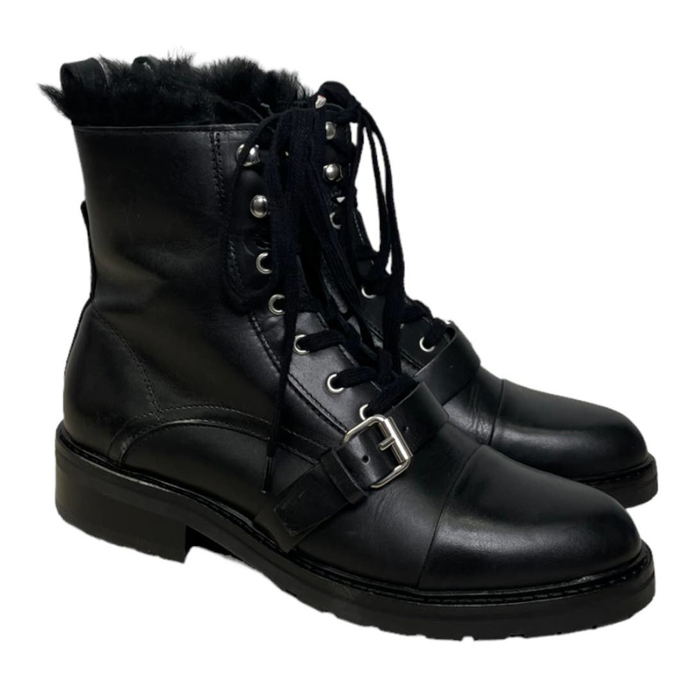 All Saints Donita Combat Boots Shearling Lined Lace Up Size 41